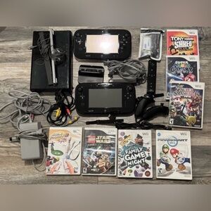 Nintendo Wii U Bundle - Black Console, 2 Black GamePads & Games